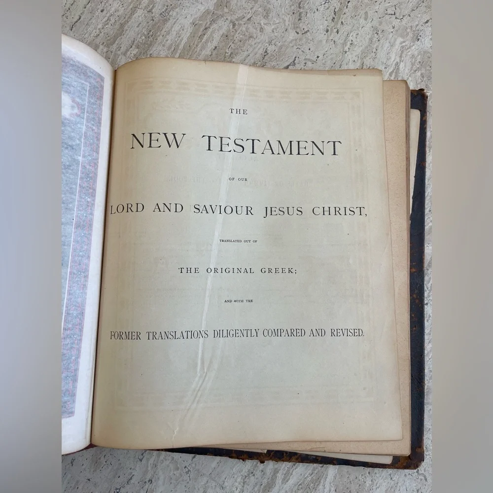 Antique 1879 Leather Family Pictorial Holy Bible G. Dore-Illman Brothers - Picture 8 of 16